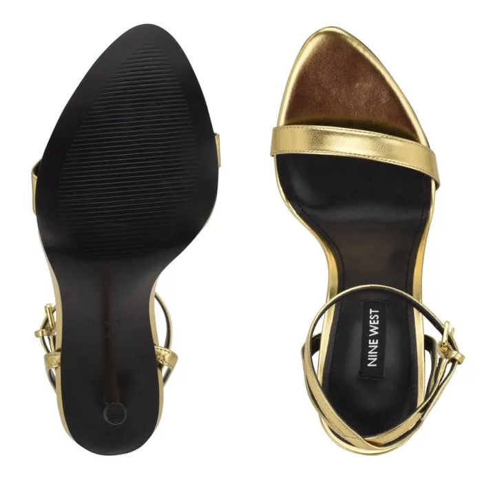 Reina Ankle Strap Sandals Gold Women Nine West Heels Reina Ankle Strap Sandals Gold Women Nine West Heels