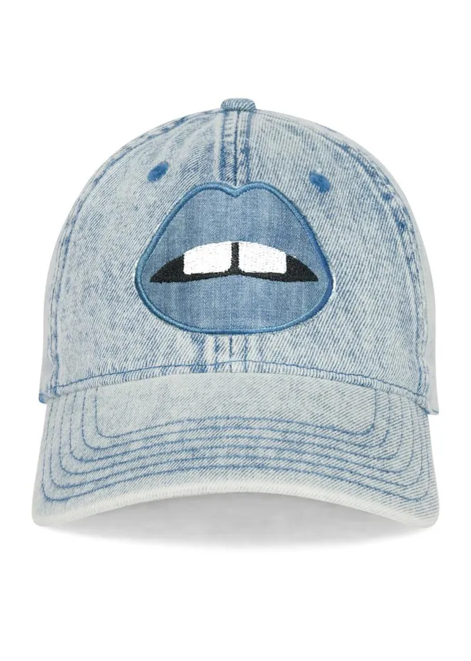 Reina Denim Lip Patch Washed Denim Women Lauren Moshi Hats
