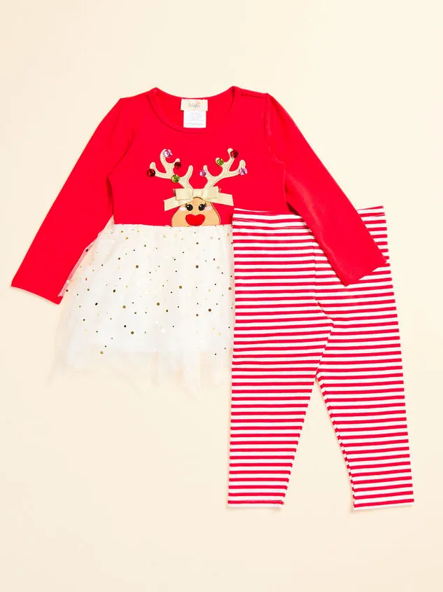 Reindeer Dress And Legging Set Red Girl Altar039d State Playwear