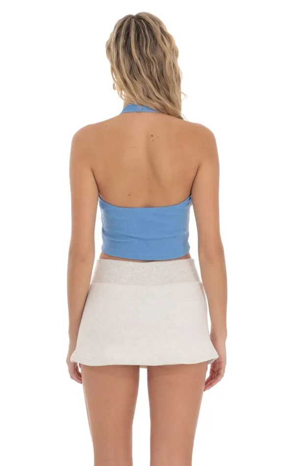 Ribbed Halter Top Blue Women LUCY IN THE SKY Tops Ribbed Halter Top Blue Women LUCY IN THE SKY Tops