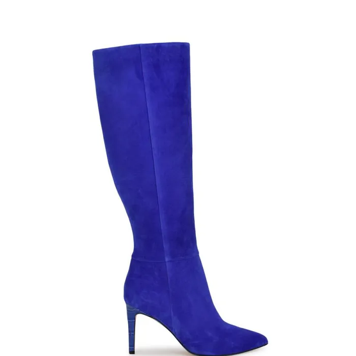 Richy Heeled Boots Blue Suede Women Nine West Boots and Booties