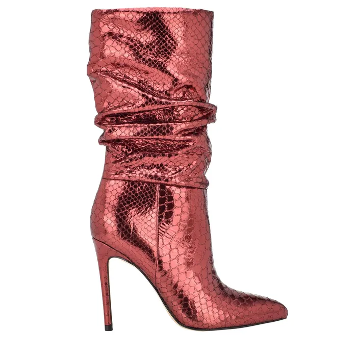 Romy Heeled Boot Red Snake Suede Women Boots Marc Fisher