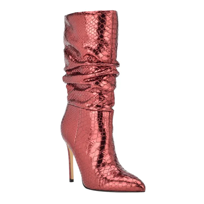 Romy Heeled Boot Red Snake Suede Women Boots Marc Fisher