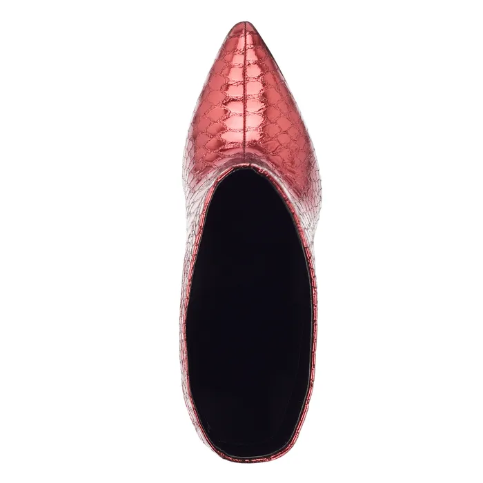 Romy Heeled Boot Red Snake Suede Women Boots Marc Fisher