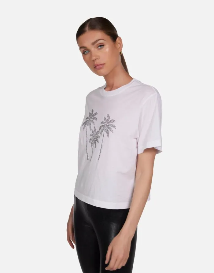 Rue Crystal Palm Trees White Women Lauren Moshi Short Sleeve