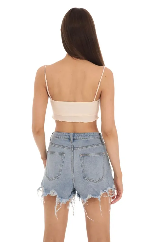 Ruffle Crop Top Light Peach Women LUCY IN THE SKY Tops Ruffle Crop Top Light Peach Women LUCY IN THE SKY Tops