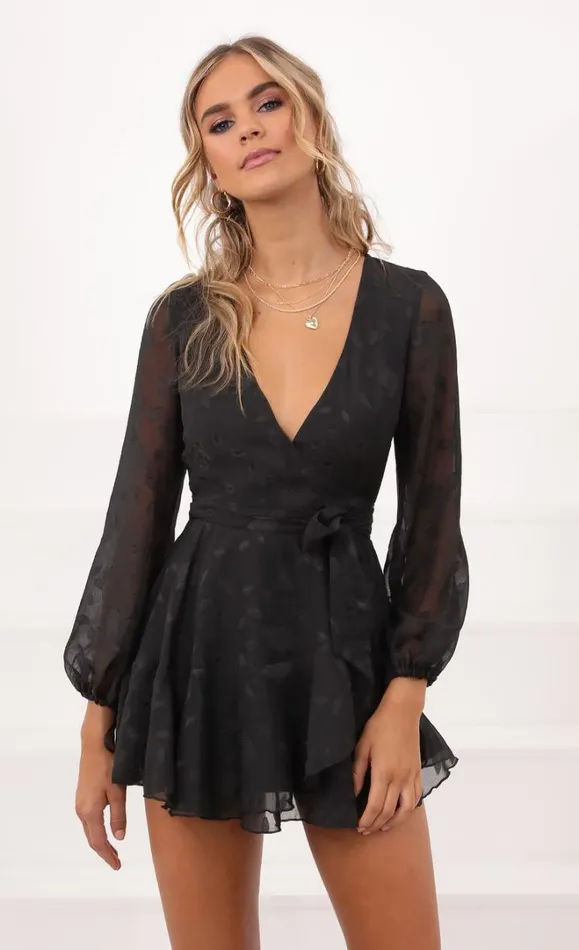Ruffle Wrap Dress Black Floral Women LUCY IN THE SKY Mini Dresses Ruffle Wrap Dress Black Floral Women LUCY IN THE SKY Mini Dresses