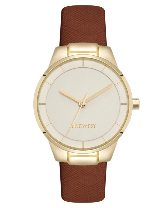 Saffiano Strap Watch Brown Women Nine West Straps