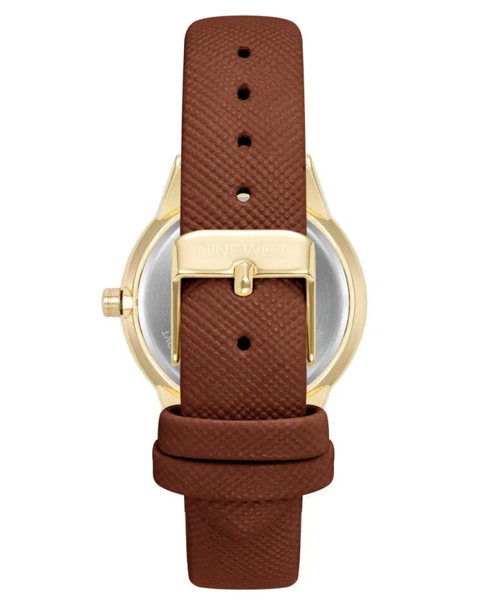 Saffiano Strap Watch Brown Women Nine West Straps Saffiano Strap Watch Brown Women Nine West Straps
