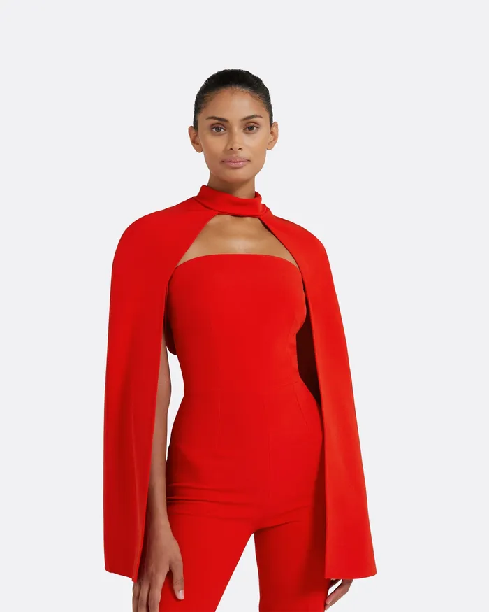 Safiyaa Agnes Cherry Red Harness Cherry Red Women Capes and Harnesses
