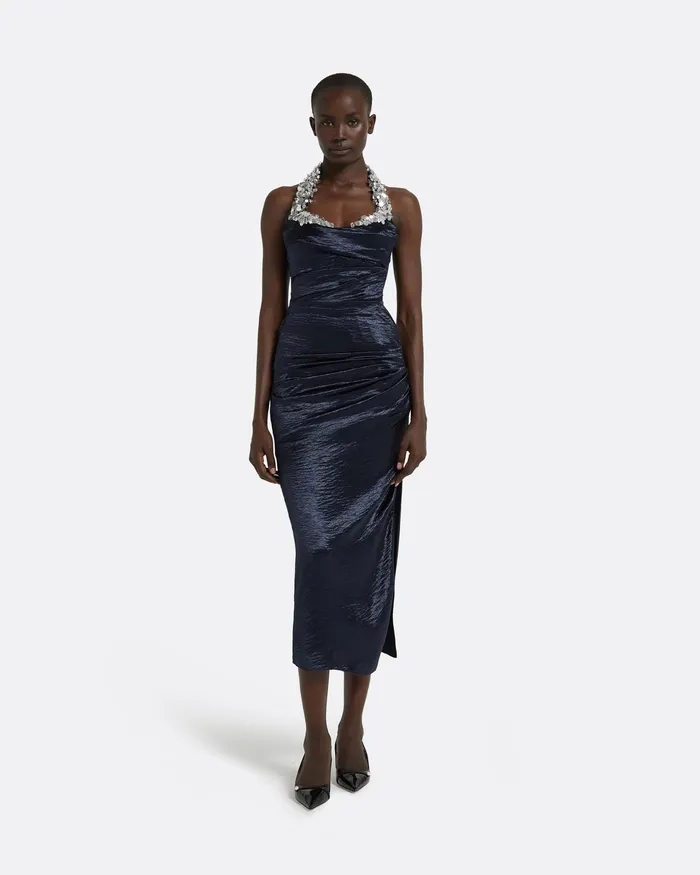 Safiyaa Azra Maritime Midi Dress Maritime Blue Women Dresses