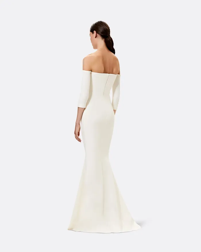 Safiyaa Celiana Embroidered Long Dress Ivory Women Bridal