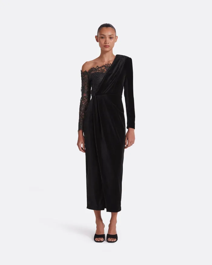 Safiyaa Ruth Black Midi Dress Black Women Dresses