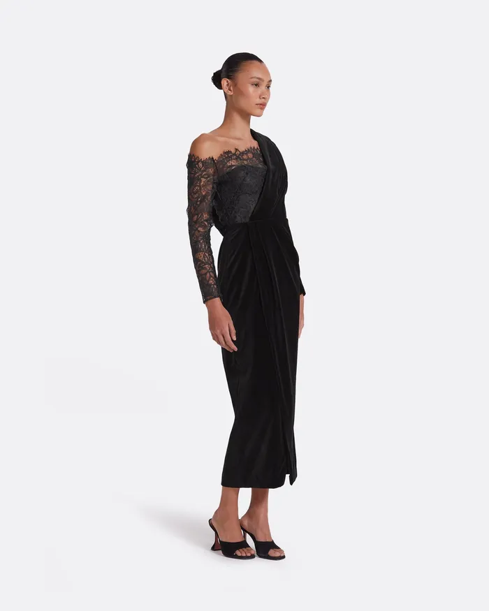 Safiyaa Ruth Black Midi Dress Black Women Dresses