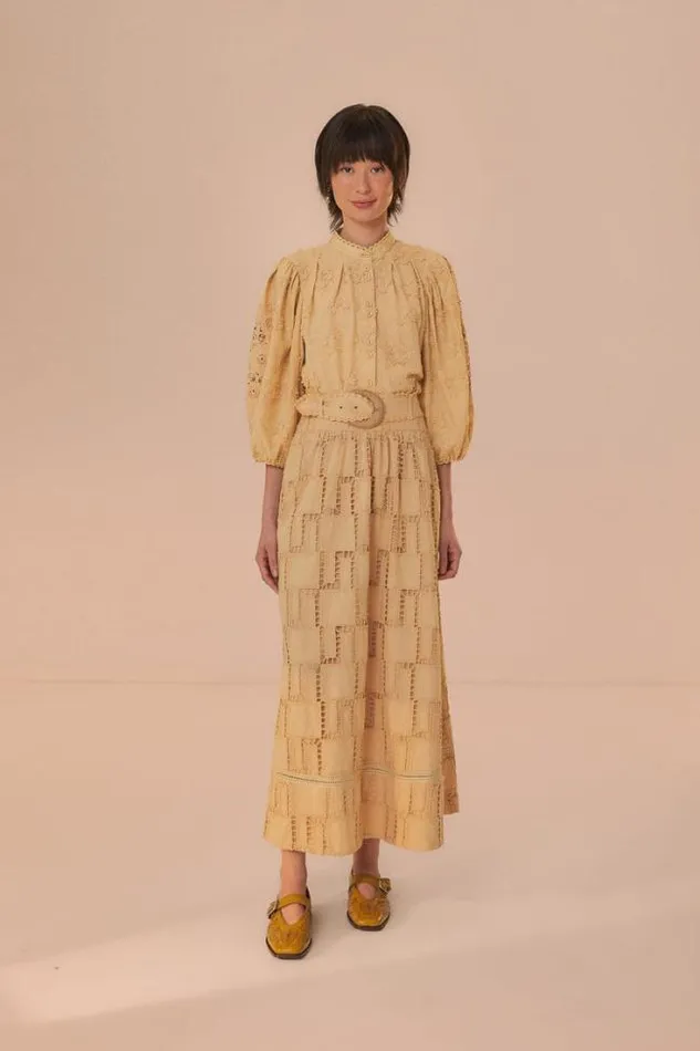Sand Crochet Midi Skirt Women FARM Rio Skirts