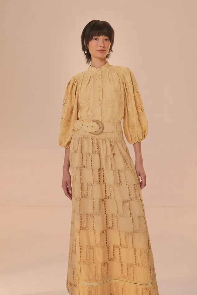 Sand Crochet Midi Skirt Women FARM Rio Skirts