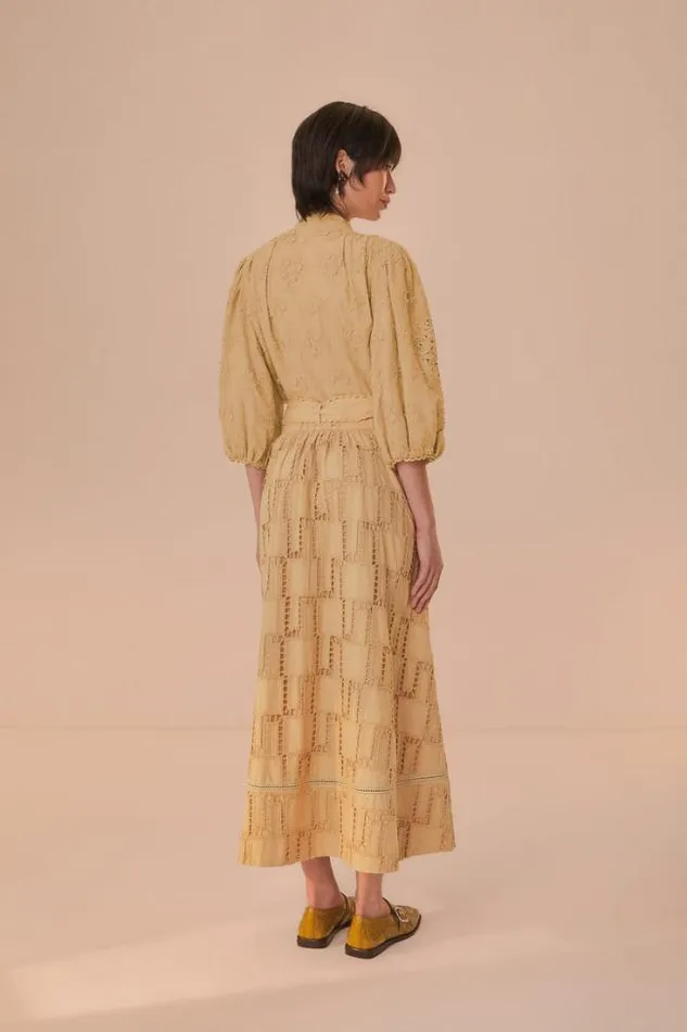 Sand Crochet Midi Skirt Women FARM Rio Skirts