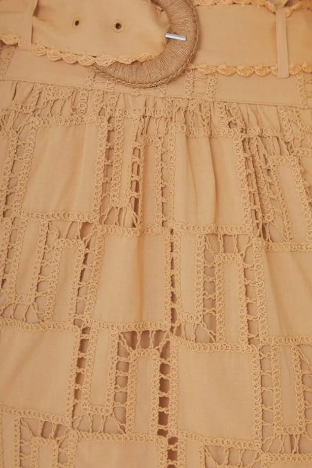 Sand Crochet Midi Skirt Women FARM Rio Skirts