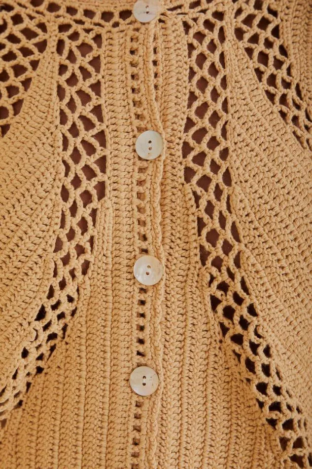 Sand Flower Draw Crochet Cardigan Women FARM Rio Cardigans