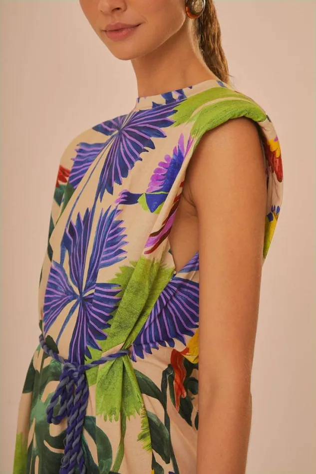 Sand Macaw Jungle Organic Cotton TShirt Dress Women FARM Rio Mini Dresses