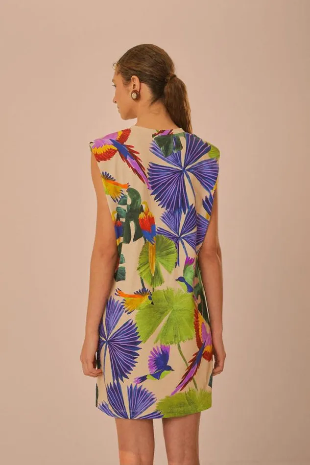Sand Macaw Jungle Organic Cotton TShirt Dress Women FARM Rio Mini Dresses