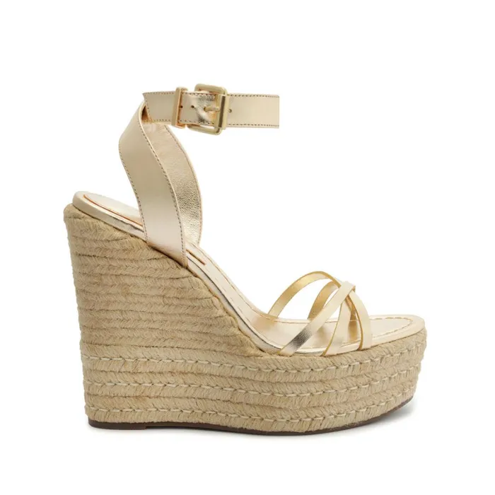 Sandals Alexandra Metallic Leather Sandal Gold Schutz Shoes Platforms
