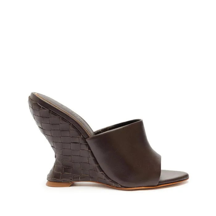 Sandals Aprill Woven Leather Sandal Dark Chocolate Schutz Shoes Mule