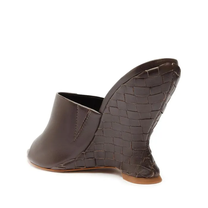 Sandals Aprill Woven Leather Sandal Dark Chocolate Schutz Shoes Mule