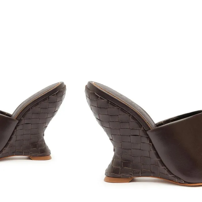 Sandals Aprill Woven Leather Sandal Dark Chocolate Schutz Shoes Mule