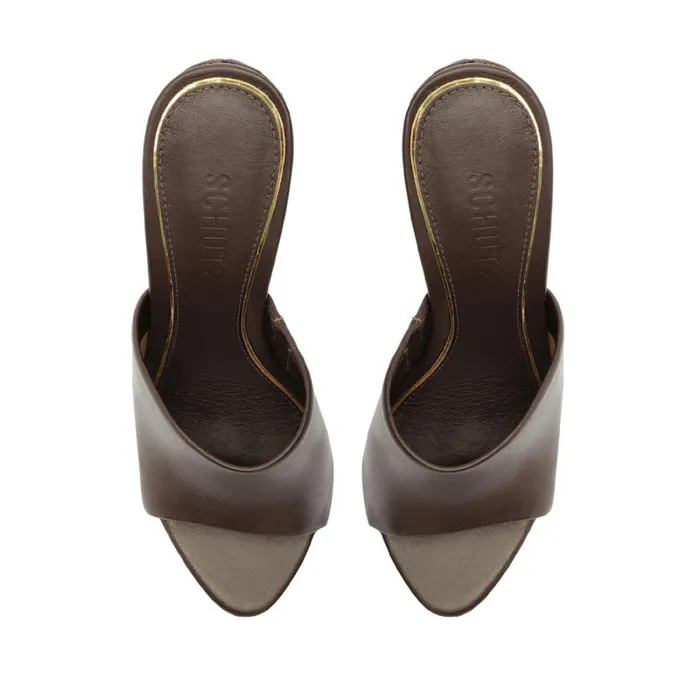 Sandals Aprill Woven Leather Sandal Dark Chocolate Schutz Shoes Mule