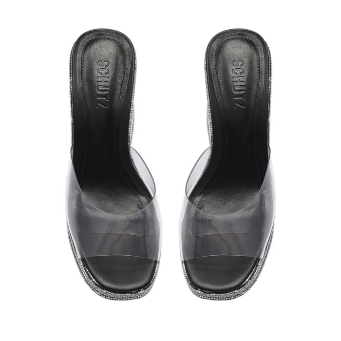 Sandals Dalle Shine Vinyl Sandal Black Schutz Shoes Mule