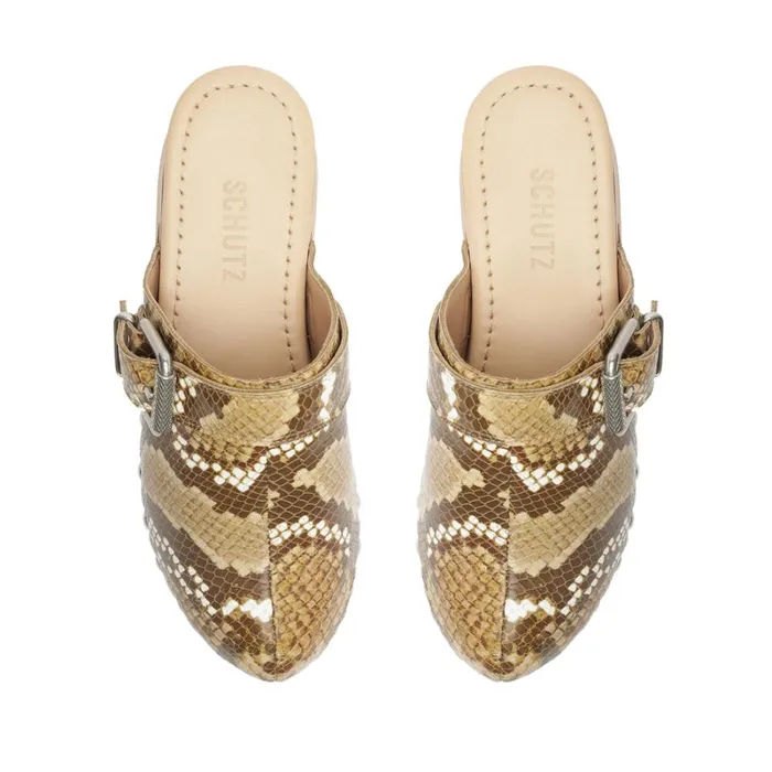 Sandals Ever SnakeEmbossed Leather Flat True Beige Schutz Shoes Platforms Sandals Ever SnakeEmbossed Leather Flat True Beige Schutz Shoes Platforms