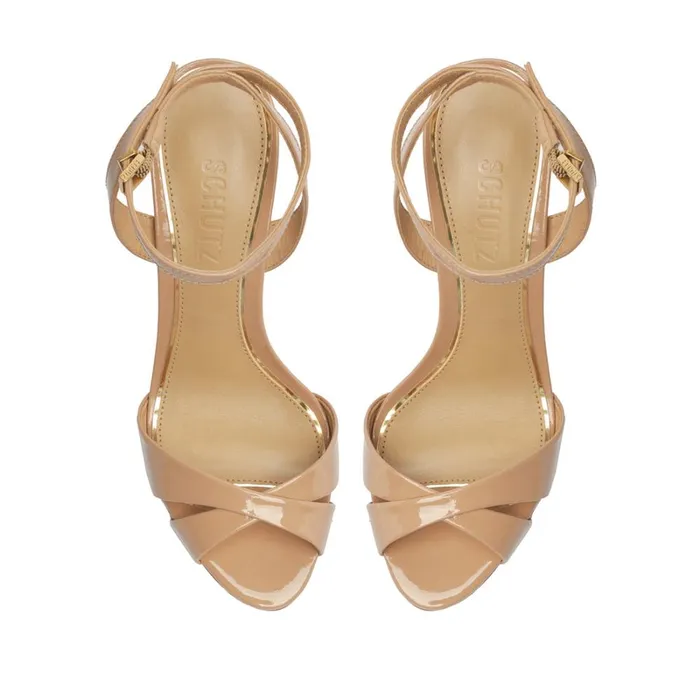 Sandals Hilda Patent Leather Sandal Light Beige Schutz Shoes Stiletto Heels