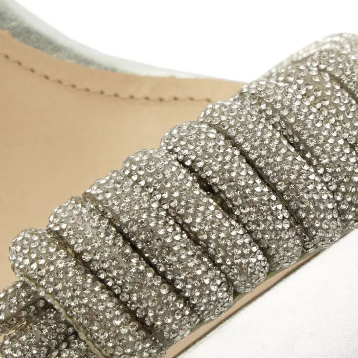Sandals Jewell Block Metallic Nappa Leather Sandal Silver Schutz Shoes Block Heels