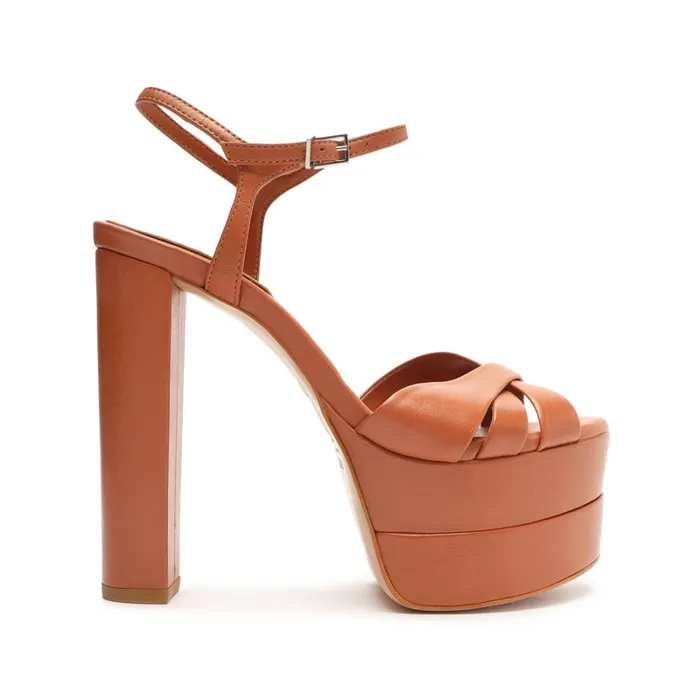 Sandals Keefa High Nappa Leather Sandal Caramel Schutz Shoes Platforms