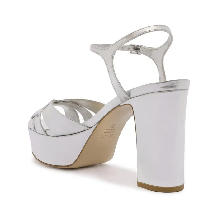 Sandals Keefa Specchio Leather Sandal Silver Schutz Shoes Platforms