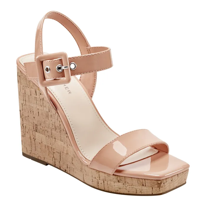 Sandals Marc Fisher Women Lukey Wedge Sandal Orange Patent
