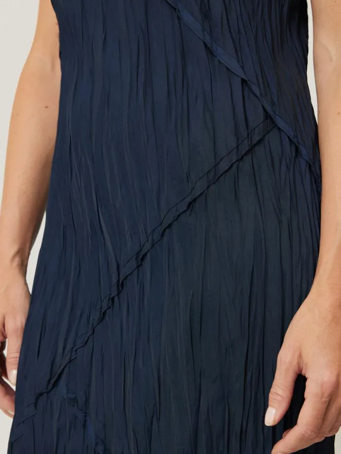 Satin Drape Plisse Slip Dress Navy Women Jigsaw Dresses and Jumpsuits