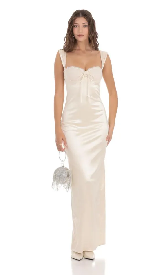 Satin Maxi Dress Ivory Women LUCY IN THE SKY Mini Dresses
