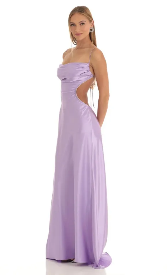 Satin Rhinestone Maxi Dress Purple Women LUCY IN THE SKY Maxi Dresses Satin Rhinestone Maxi Dress Purple Women LUCY IN THE SKY Maxi Dresses