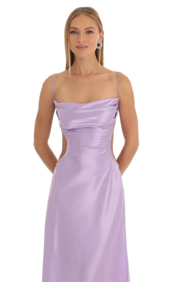 Satin Rhinestone Maxi Dress Purple Women LUCY IN THE SKY Maxi Dresses Satin Rhinestone Maxi Dress Purple Women LUCY IN THE SKY Maxi Dresses
