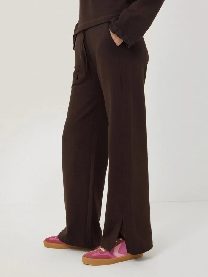 Satin Waistband Jersey Joggers Chocolate Women Jigsaw Trousers