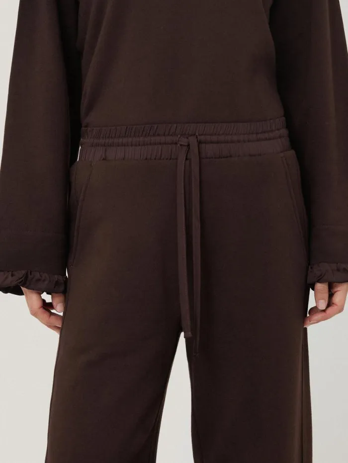 Satin Waistband Jersey Joggers Chocolate Women Jigsaw Trousers