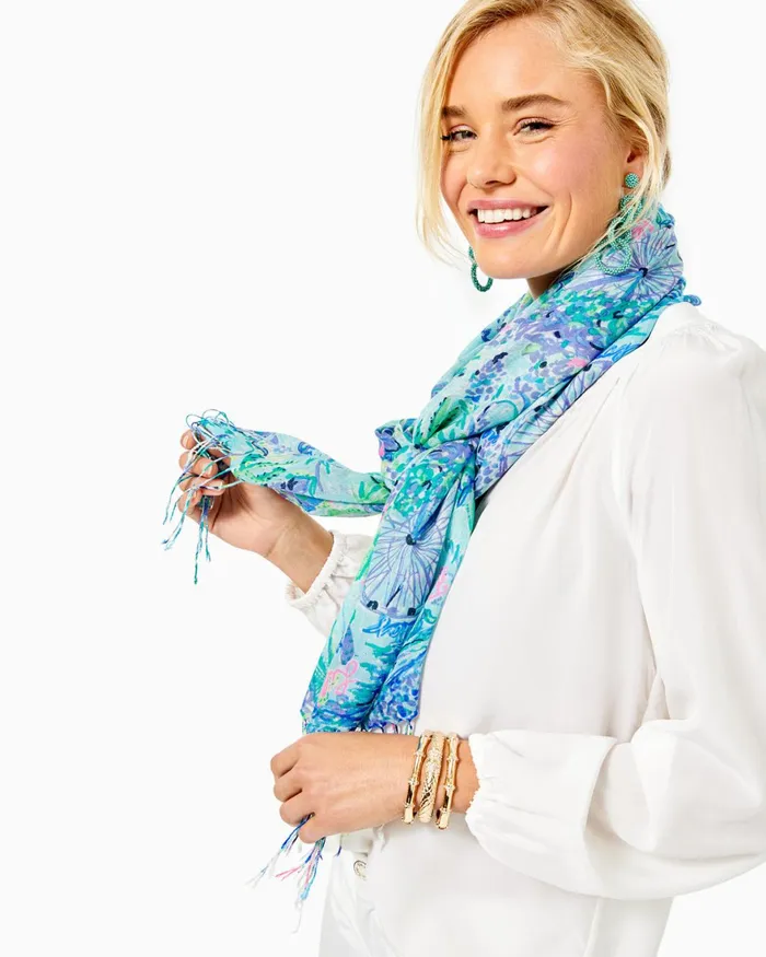 Scarves and Wraps Women Lilly Pulitzer Murfee Scarf Bayside Blue Lilly Loves Texas