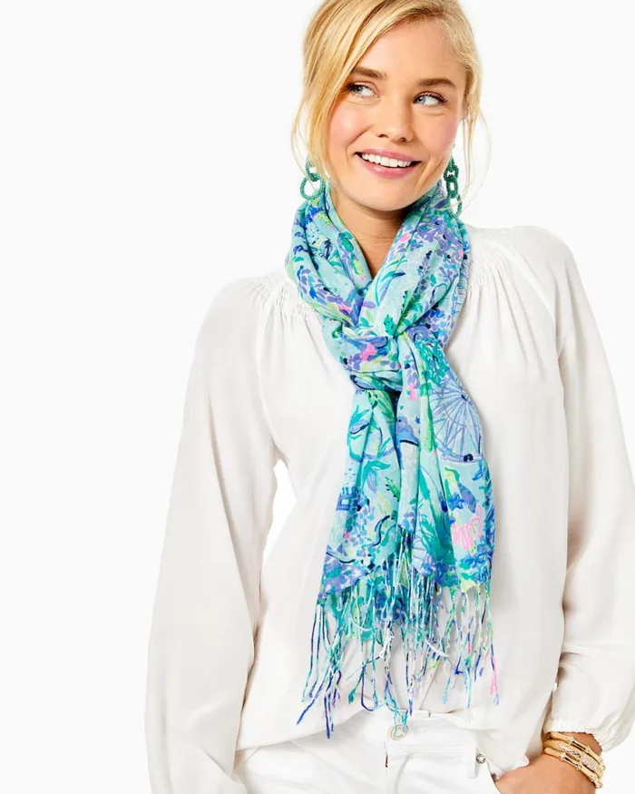Scarves and Wraps Women Lilly Pulitzer Murfee Scarf Bayside Blue Lilly Loves Texas Scarves and Wraps Women Lilly Pulitzer Murfee Scarf Bayside Blue Lilly Loves Texas