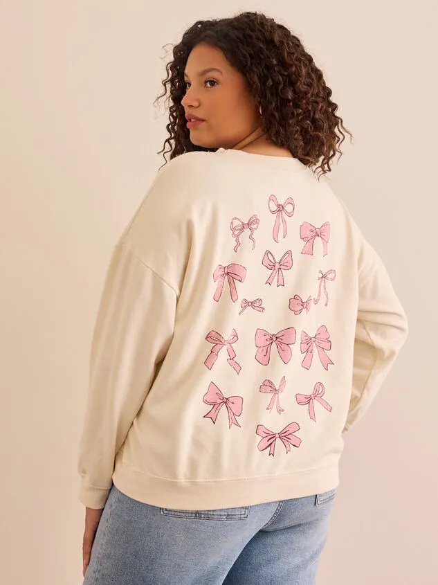 Scattered Bow Graphic Sweatshirt Whitecapgrey Women Altar039d State Tops