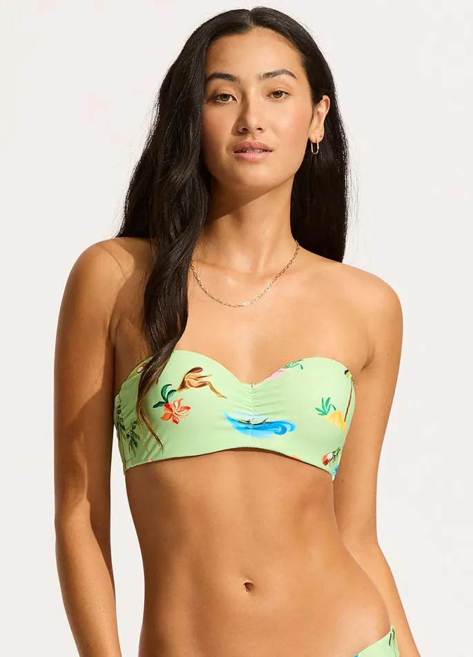 Seafolly Bandeau Women Isla Palm Bustier Bandeau Bikini Top 8211 Sage