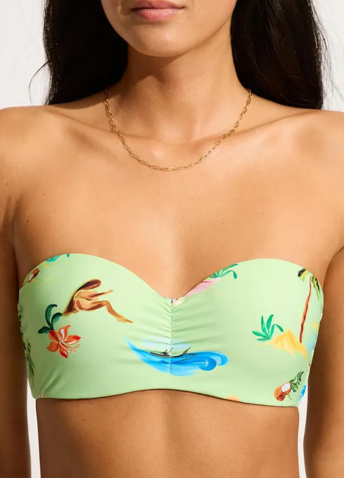Seafolly Bandeau Women Isla Palm Bustier Bandeau Bikini Top 8211 Sage