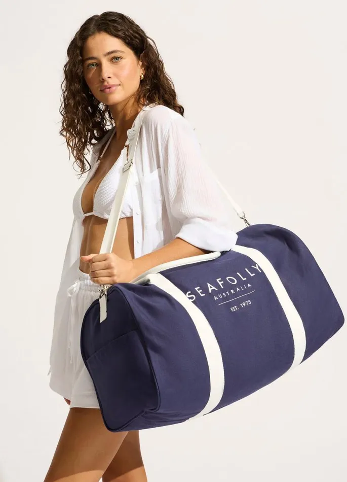 Seafolly Beach Bags Women Canvas Duffle Bag 8211 True Navy