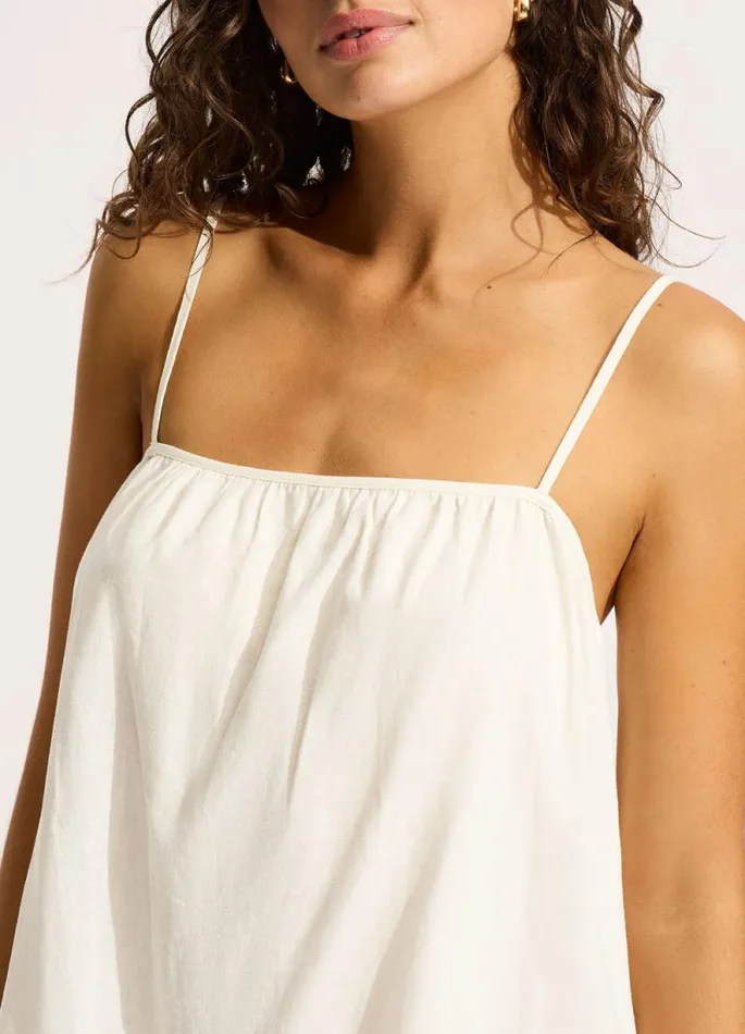 Seafolly Beach Dresses Women Gathered Bandeau Mini Dress 8211 White